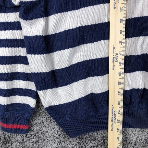 Vintage Eddie Bauer Sweater Mens XL Blue Striped Knit Crewneck Cotton Pullover - Picture 8 of 10